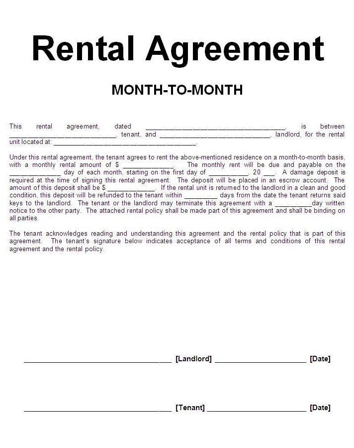 Printable Storage Rental Agreement Form
