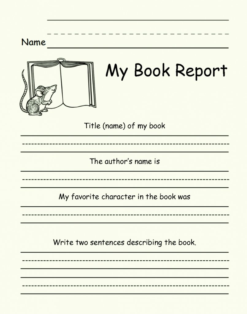 Book Report Template Grade 1 Card Template