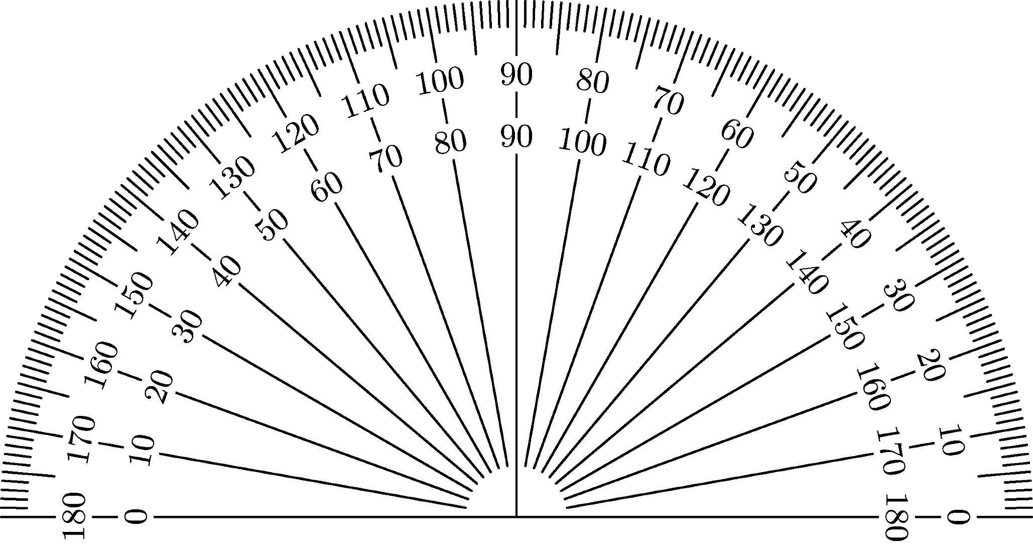 Free Printable Protractor 180° 360° Pdf with Ruler