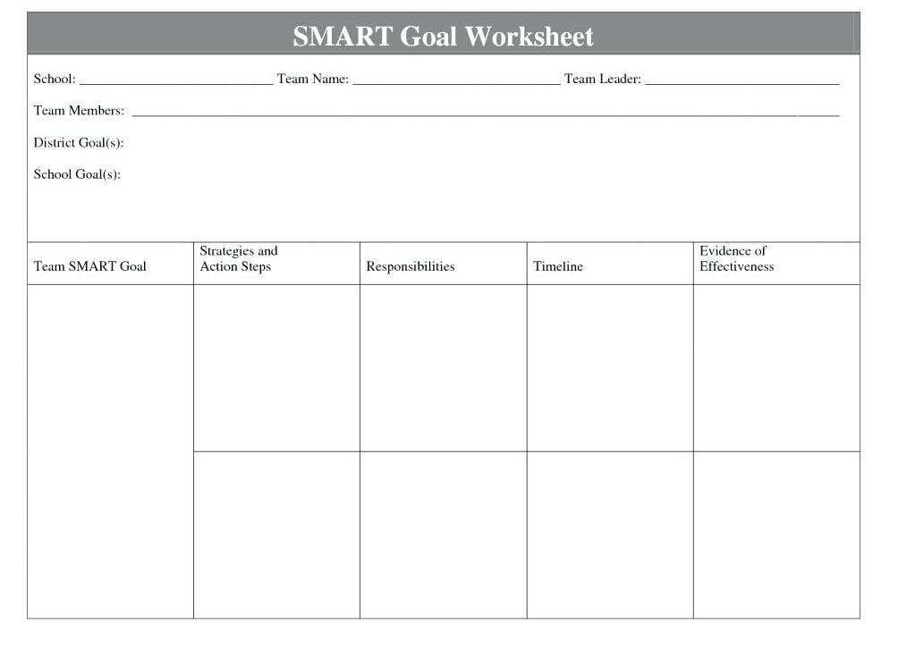 Smart Goals Template Worksheet - One Platform For Digital Solutions