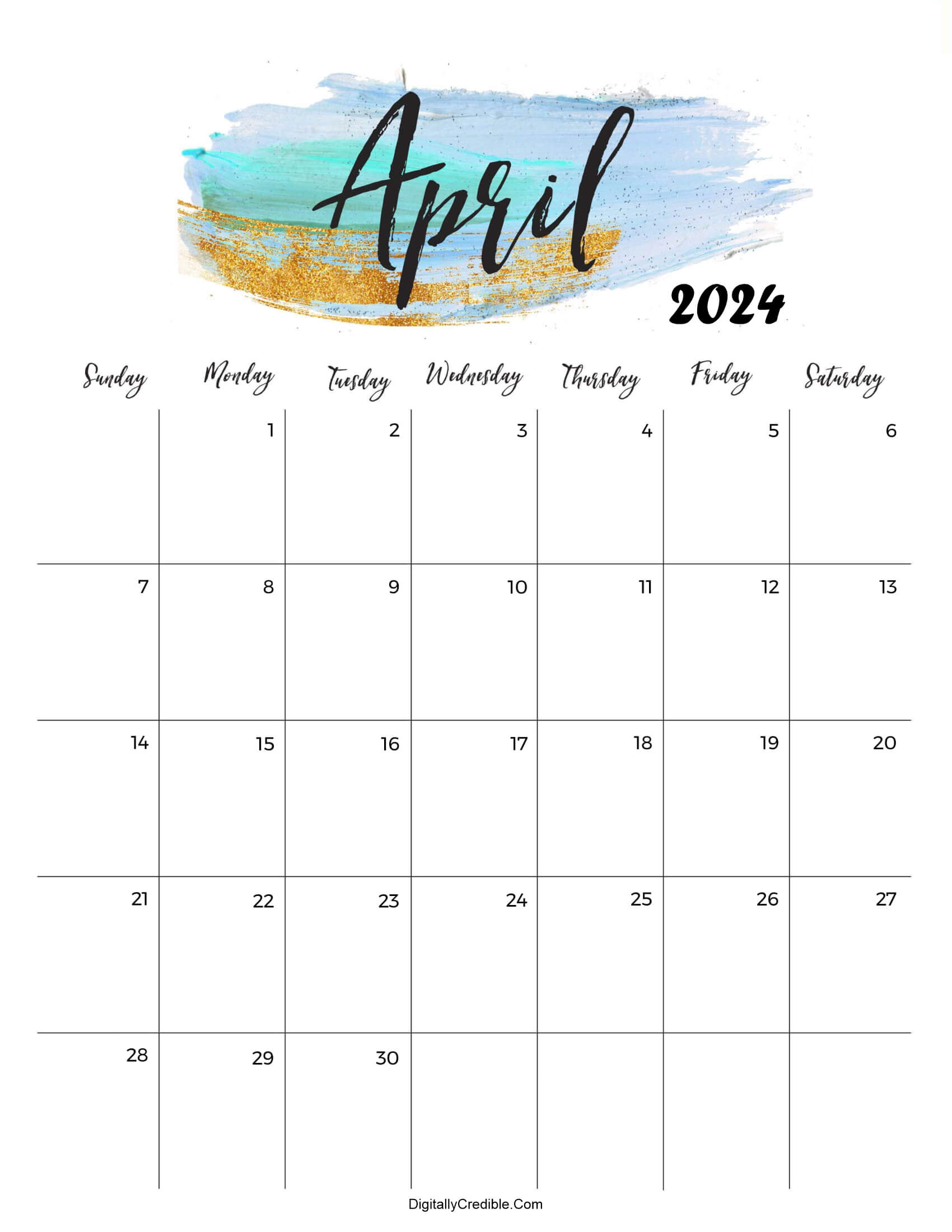 Cute Calendar April 2024