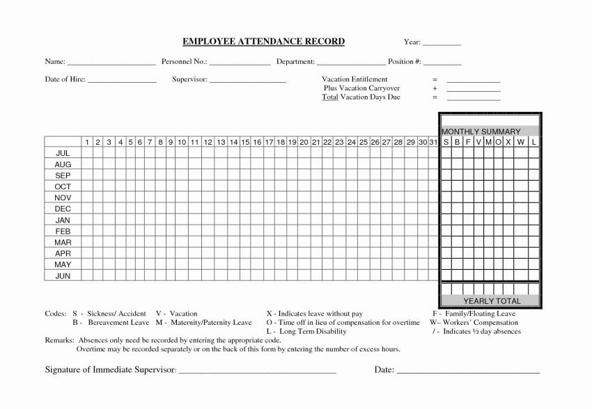 Employee Attendance Sheet 2019