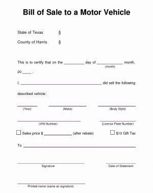 printable vehicle bill of sale template