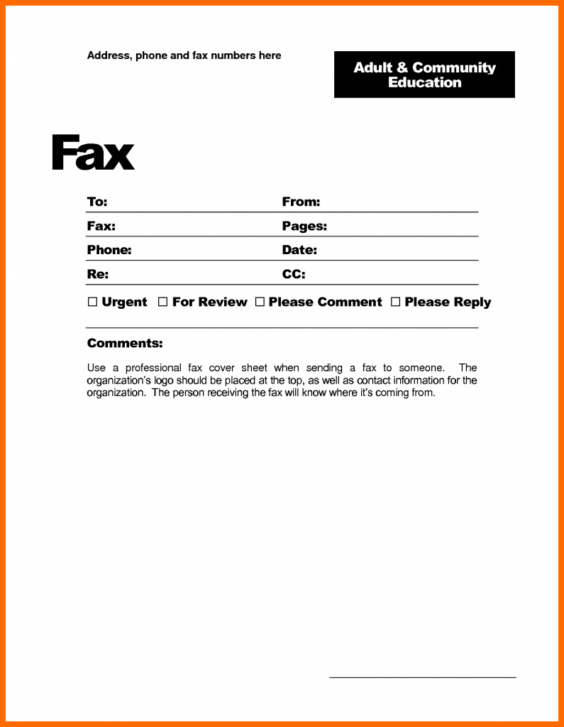 Printable Fax Cover Sheet Template