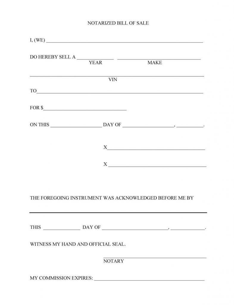 free printable car bill of sale form generic - sample blank printable bill of sale for car in