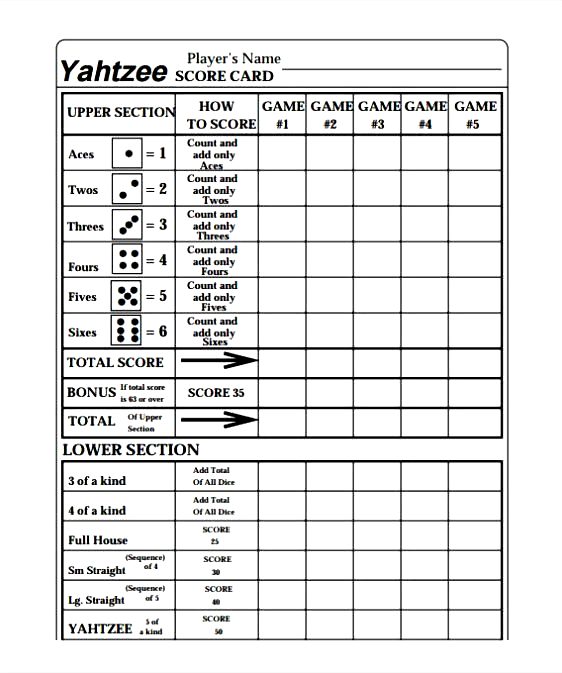 Printable Yahtzee Score Sheets Pdf Word Excel Formats Triple Yahtzee Score Sheet Free Download 