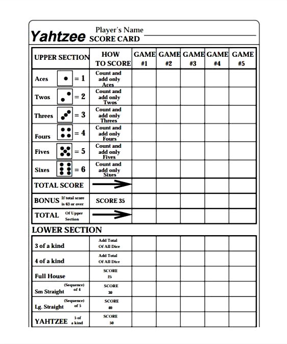 Printable Yahtzee Score Sheets Pdf Word Excel Formats Triple Yahtzee 