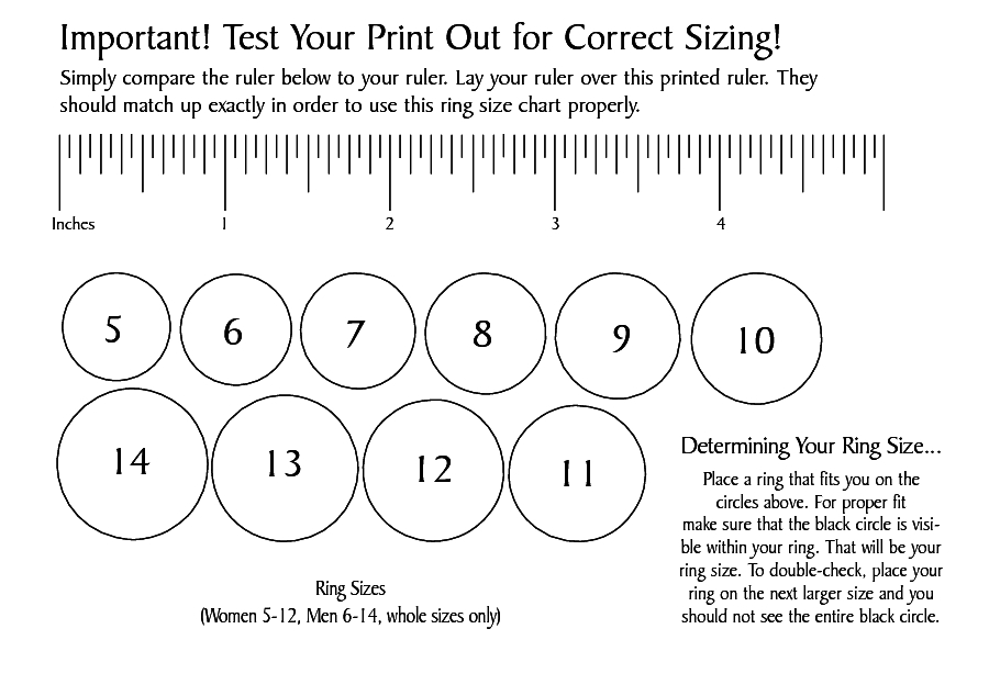 Engagement And Wedding Ring Size Chart Printable