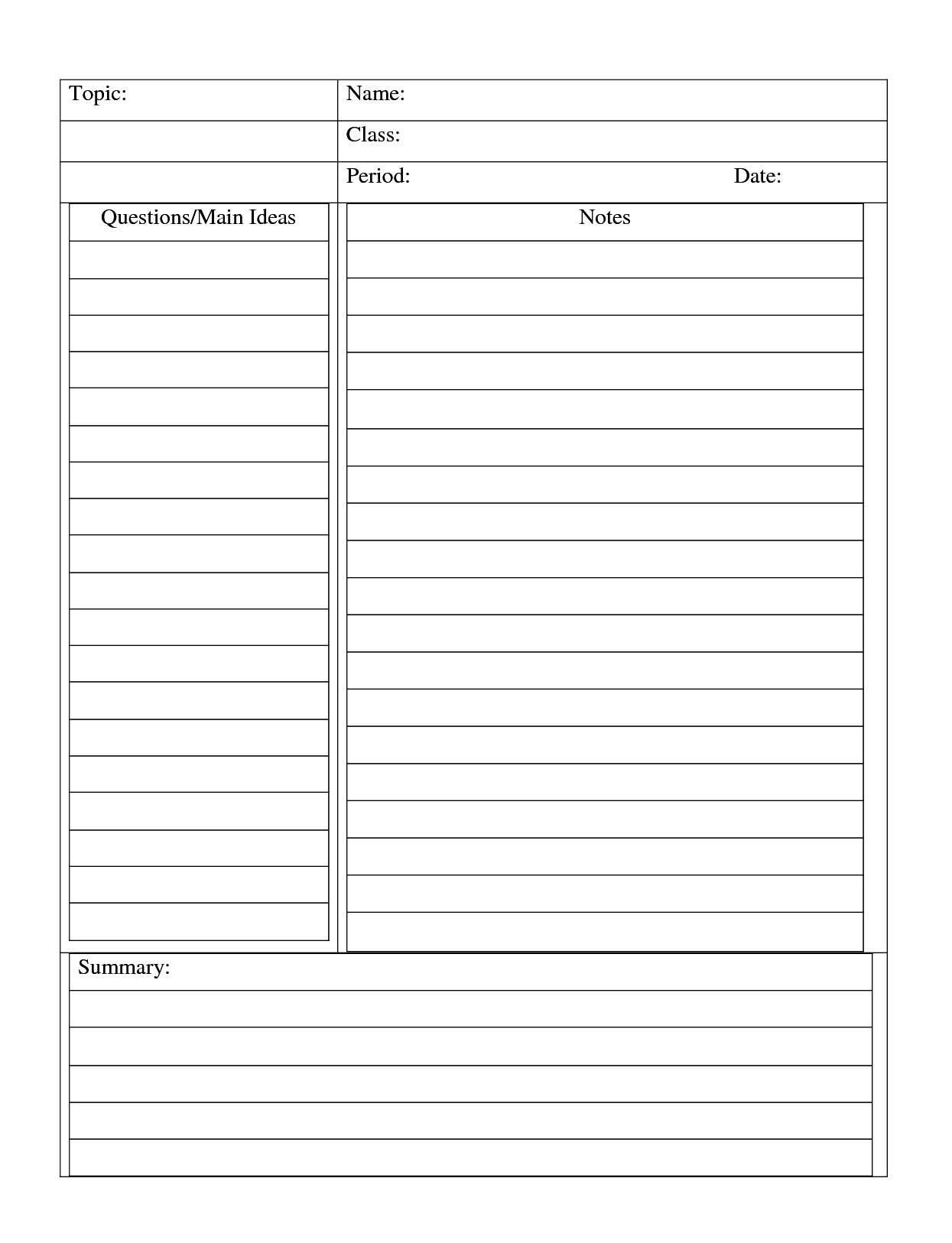 Cornell Notes Template Word Doc Digitally Credible Calendars Cornell