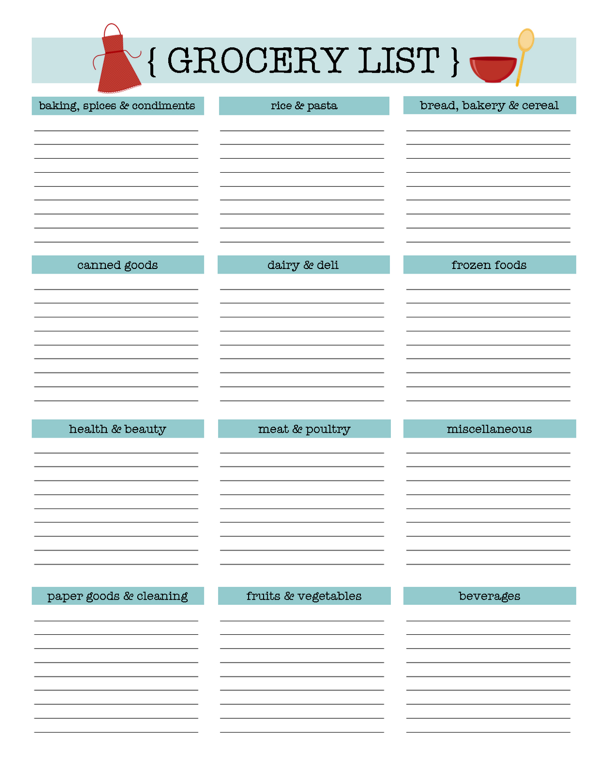 7+ Grocery List Template Excel Sample Excel Templates