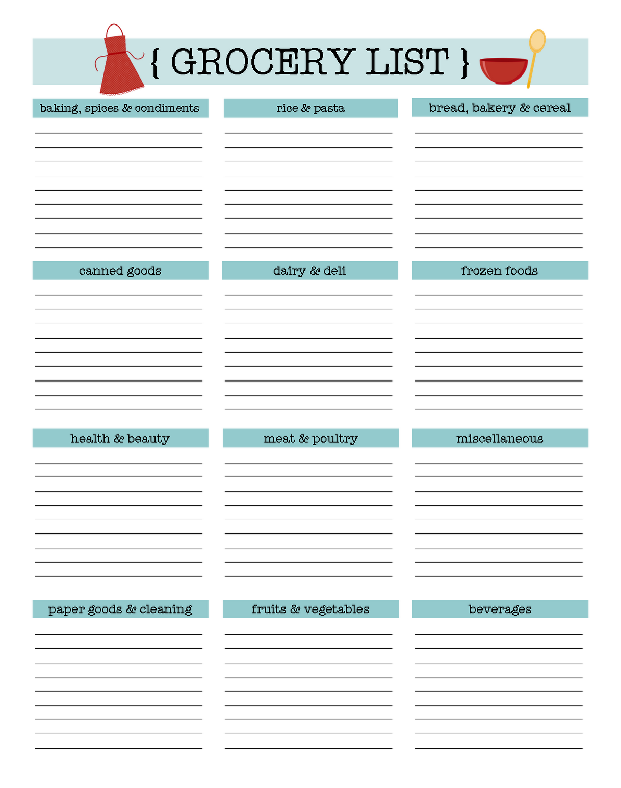 7+ Grocery List Template Excel ~ Sample Excel Templates