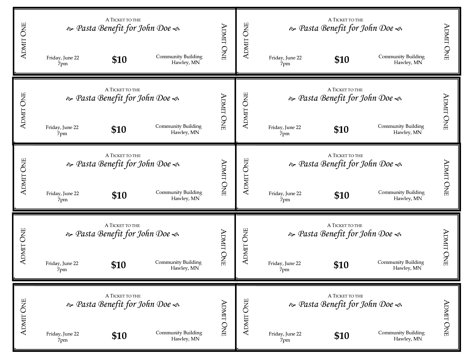 Free Event Ticket Template Printable Digitally Credible Calendars 