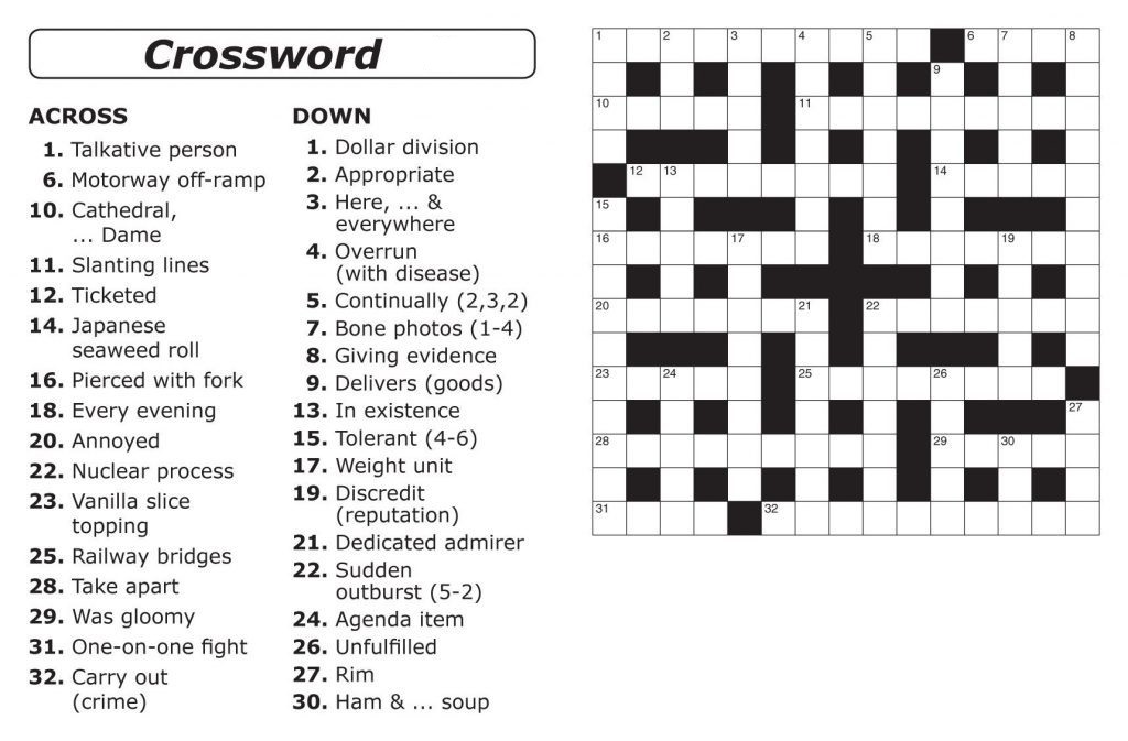 easy crossword puzzles printable daily template