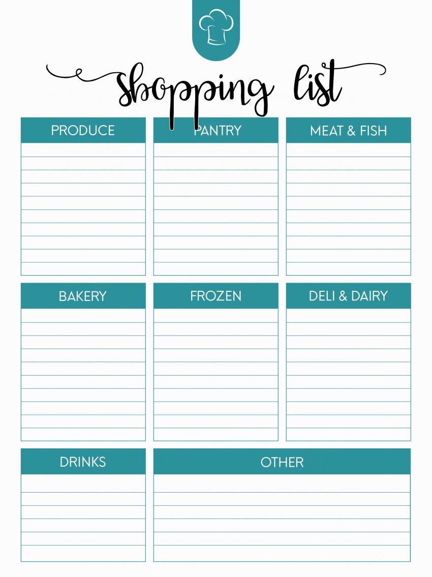 free grocery list template excel