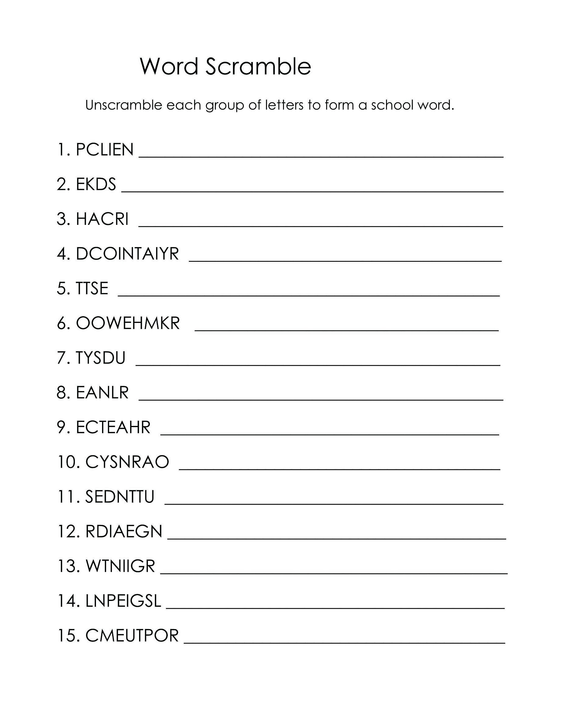 unscramble letters to make words