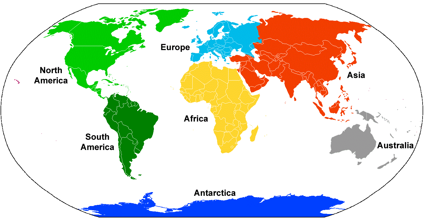 Map Of The 7 Continents Seven Continents Map Printable Digitally 