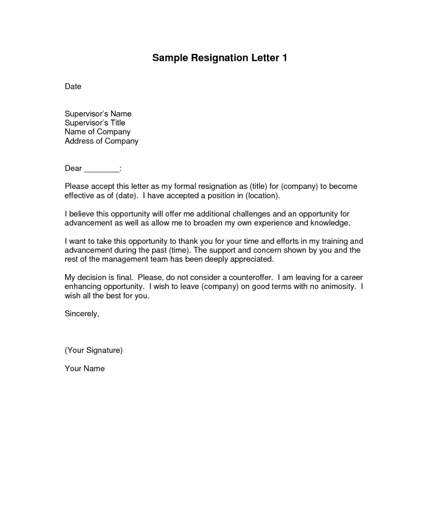 Resignation Letter Template Letter of Resignation Template