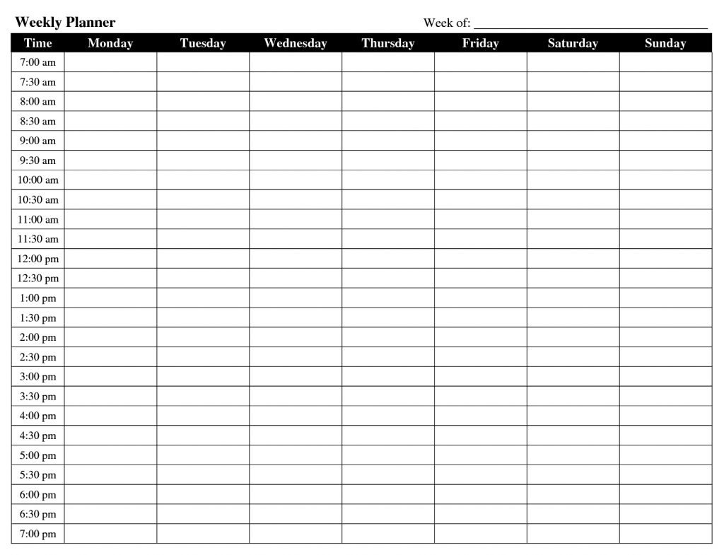 Printable Weekly Schedule Template Excel Word FE5