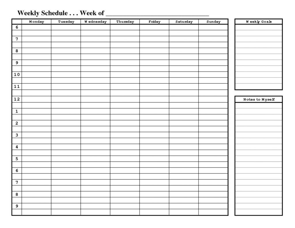 Printable Weekly Schedule Template Excel Word