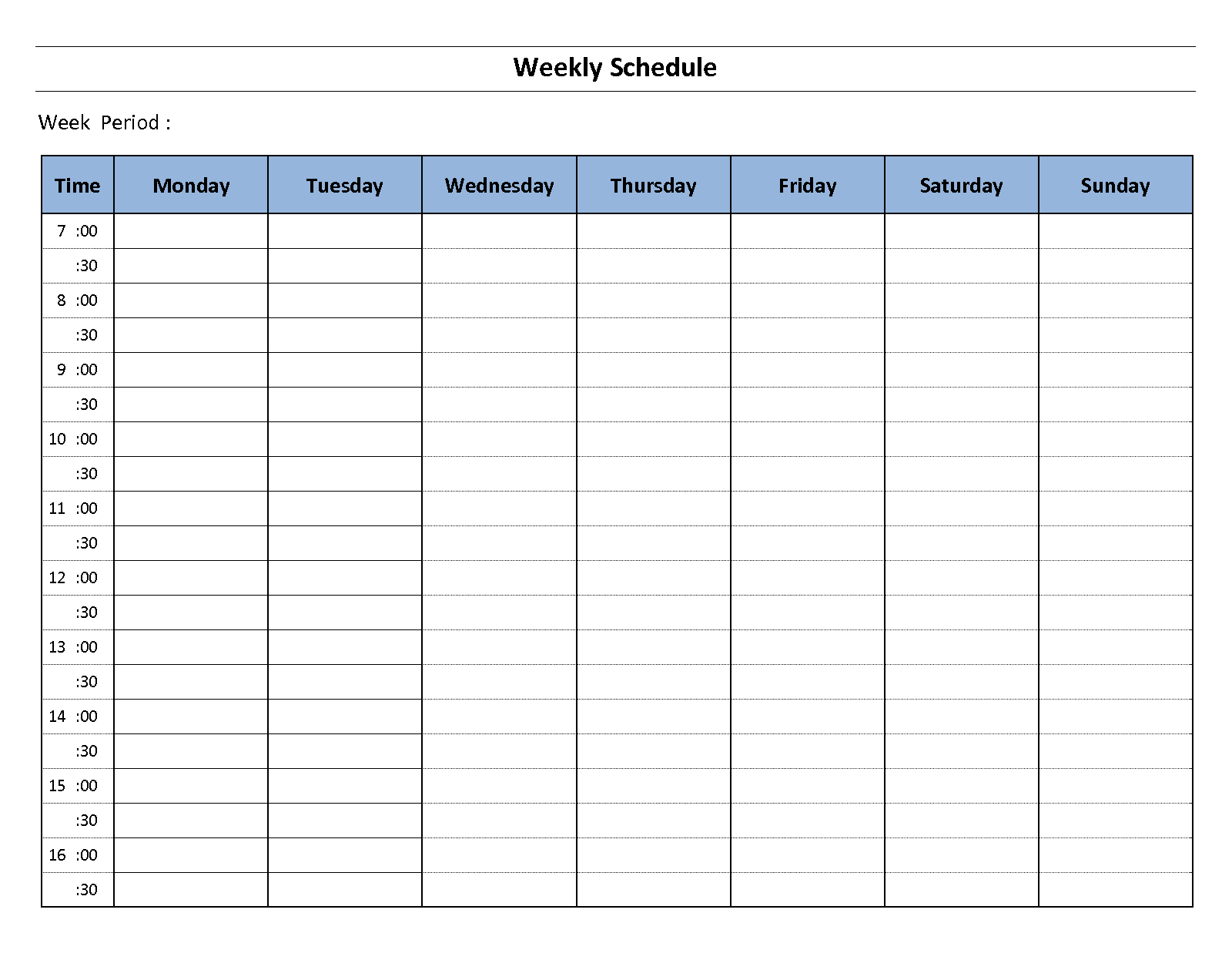 Printable Weekly Schedule Template Excel Word Gambaran