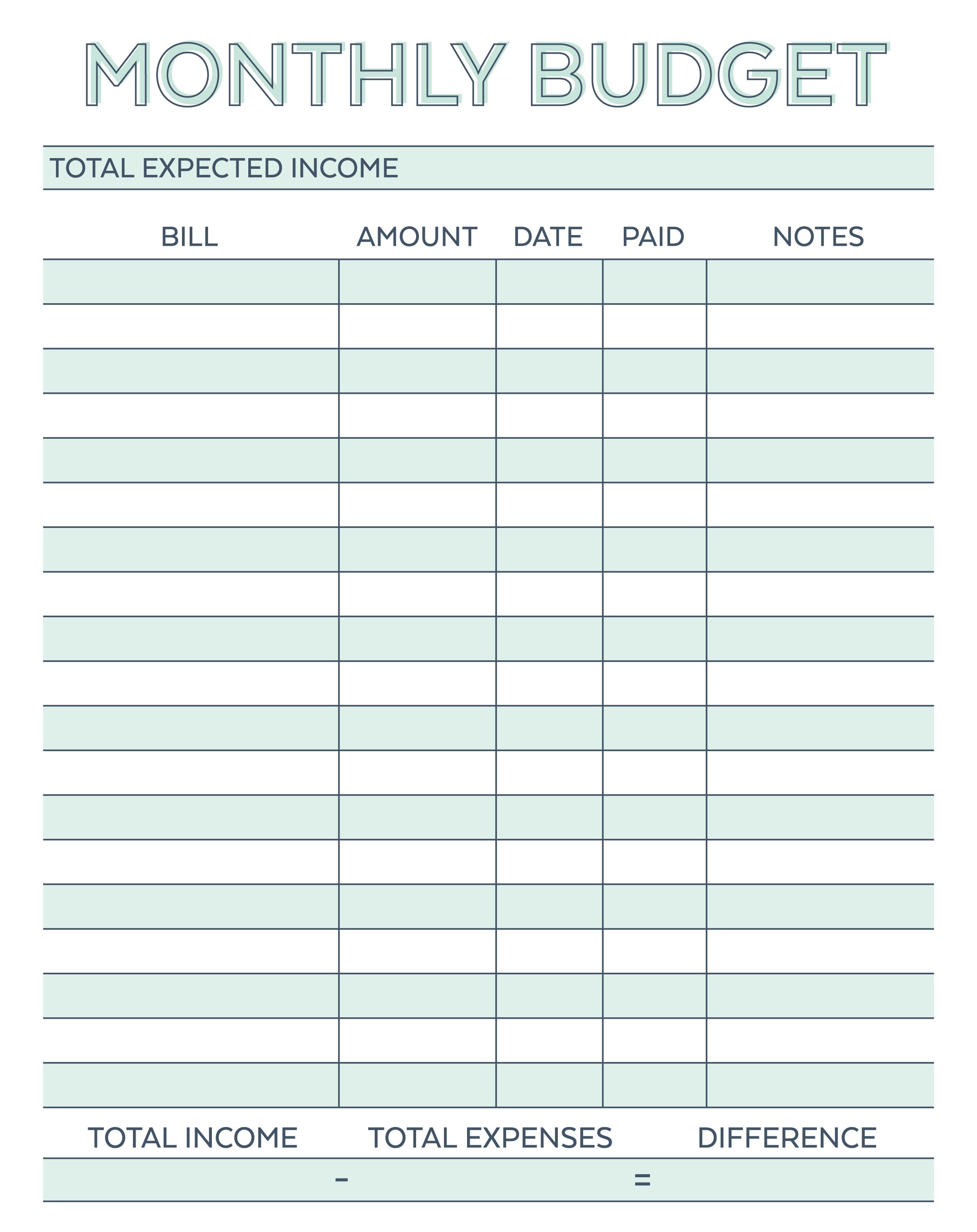 Free Monthly Budget Template Excel