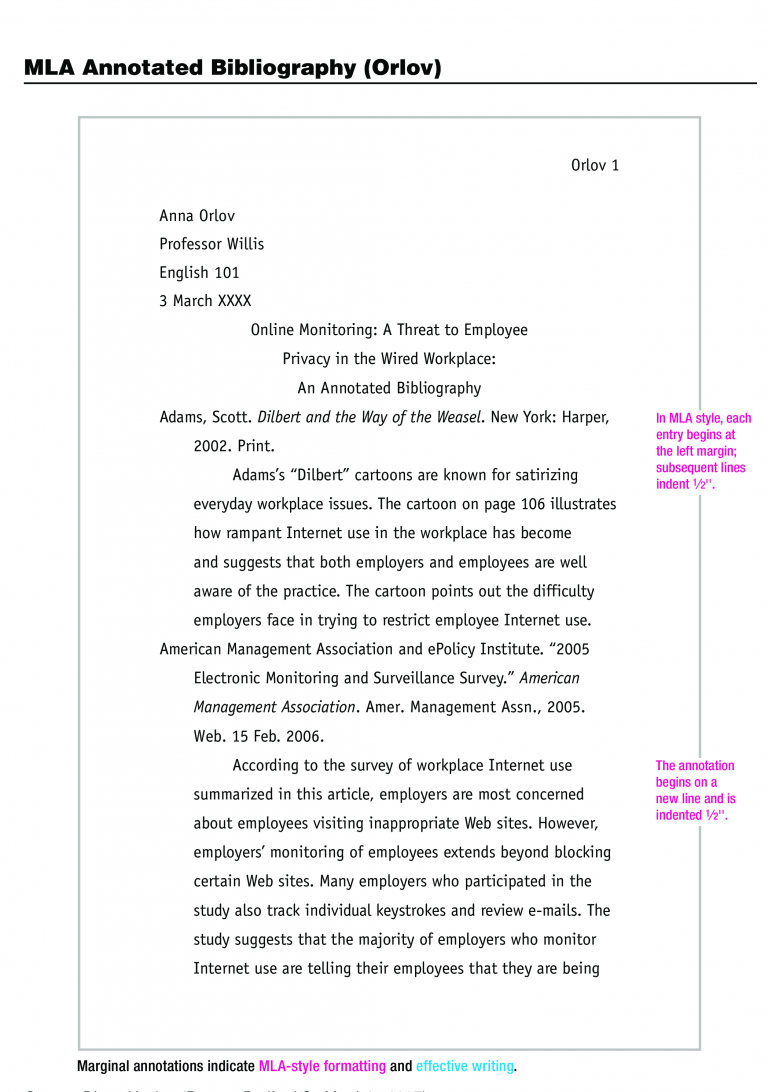 essay with citations example mla