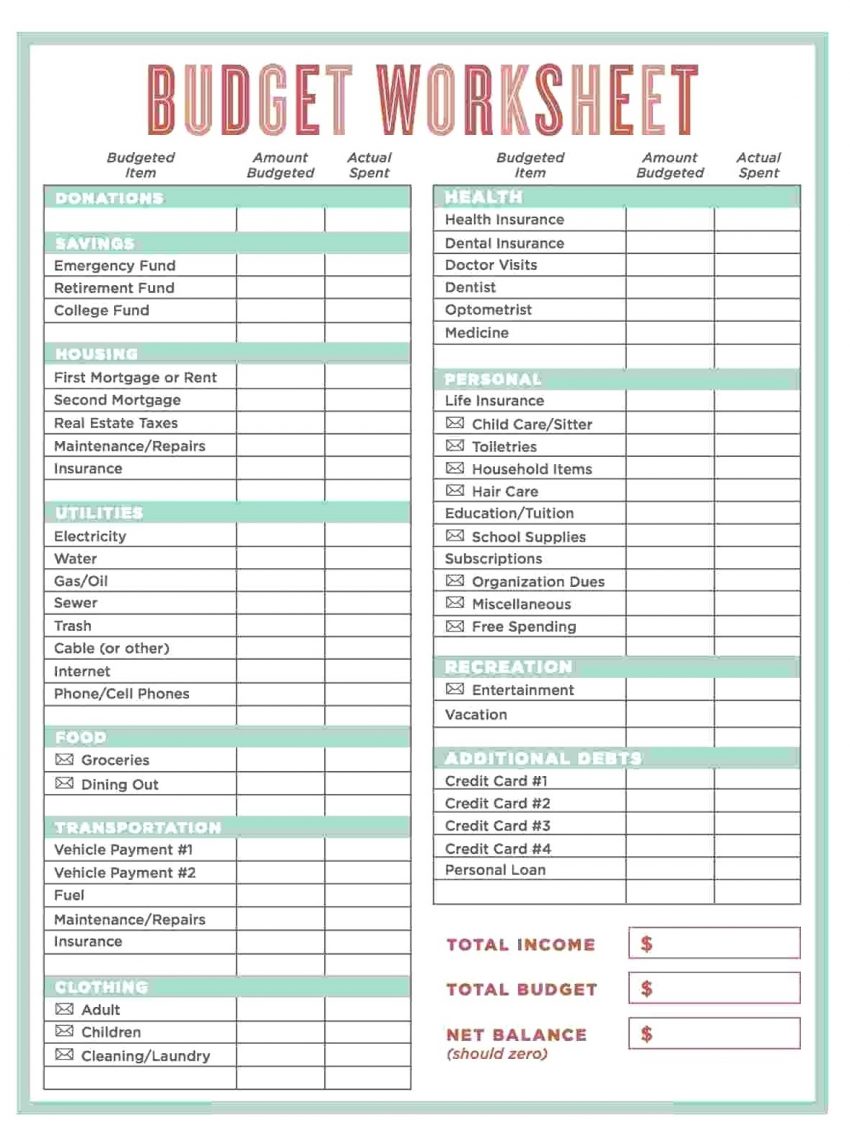 Microsoft Word Budget Template