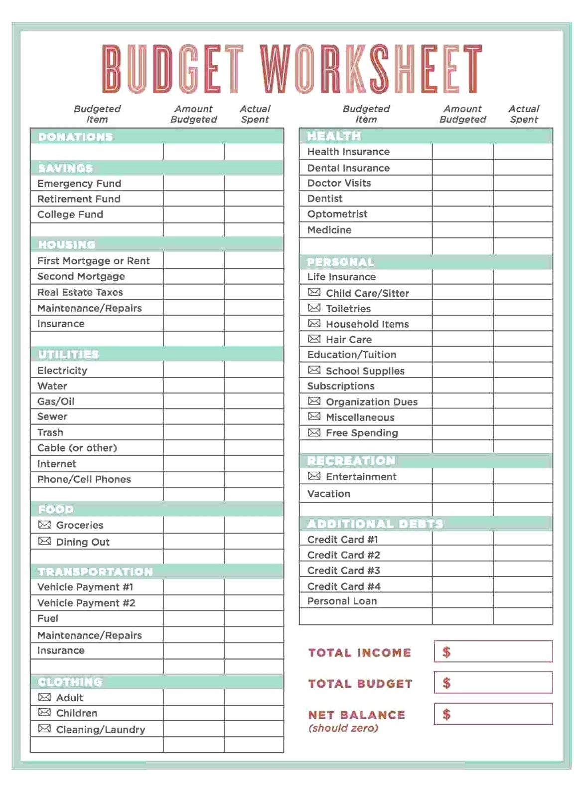 Personal Budget Excel Template Tyredaround