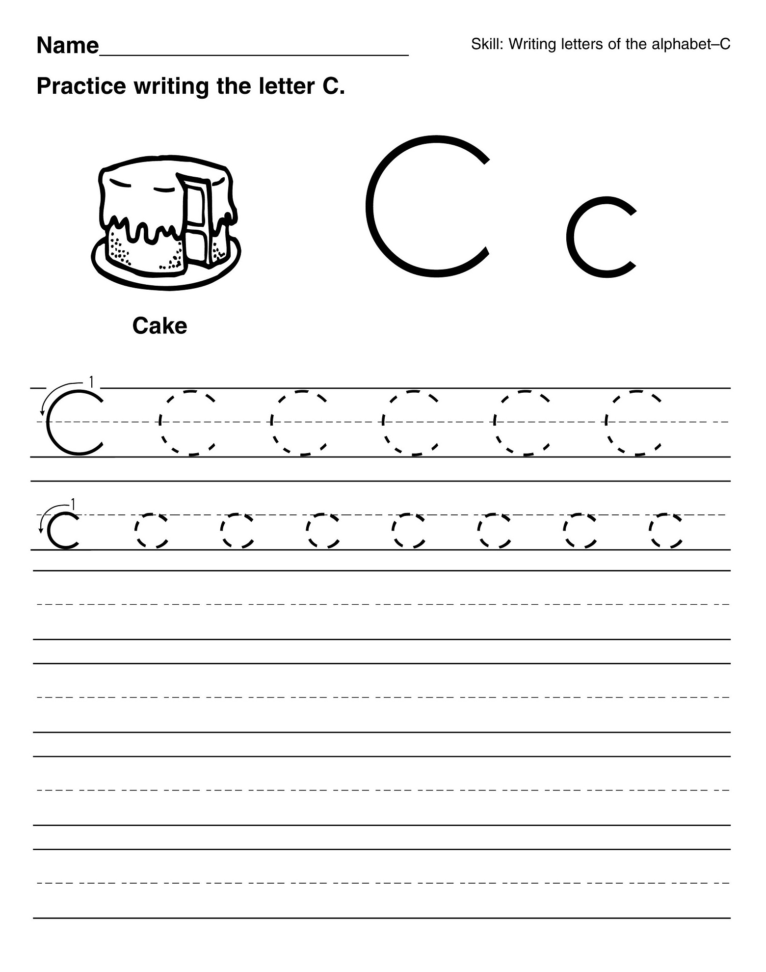 Printable Letter C Worksheets for Kindergarten Preschoolers