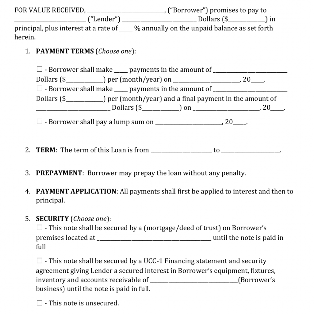 Promissory Notes Template
