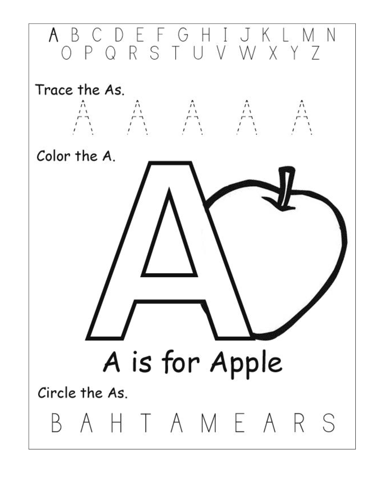 Printable Letter A Worksheets for Kindergarten Preschoolers - Digitally ...