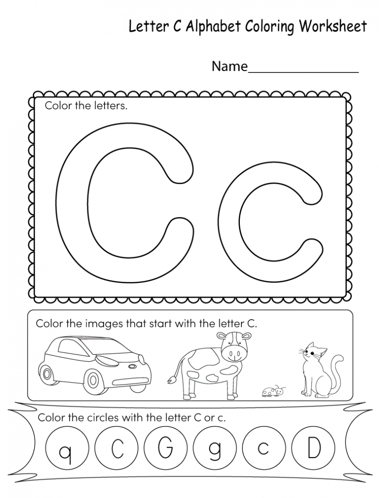 printable letter c worksheets for kindergarten preschoolers