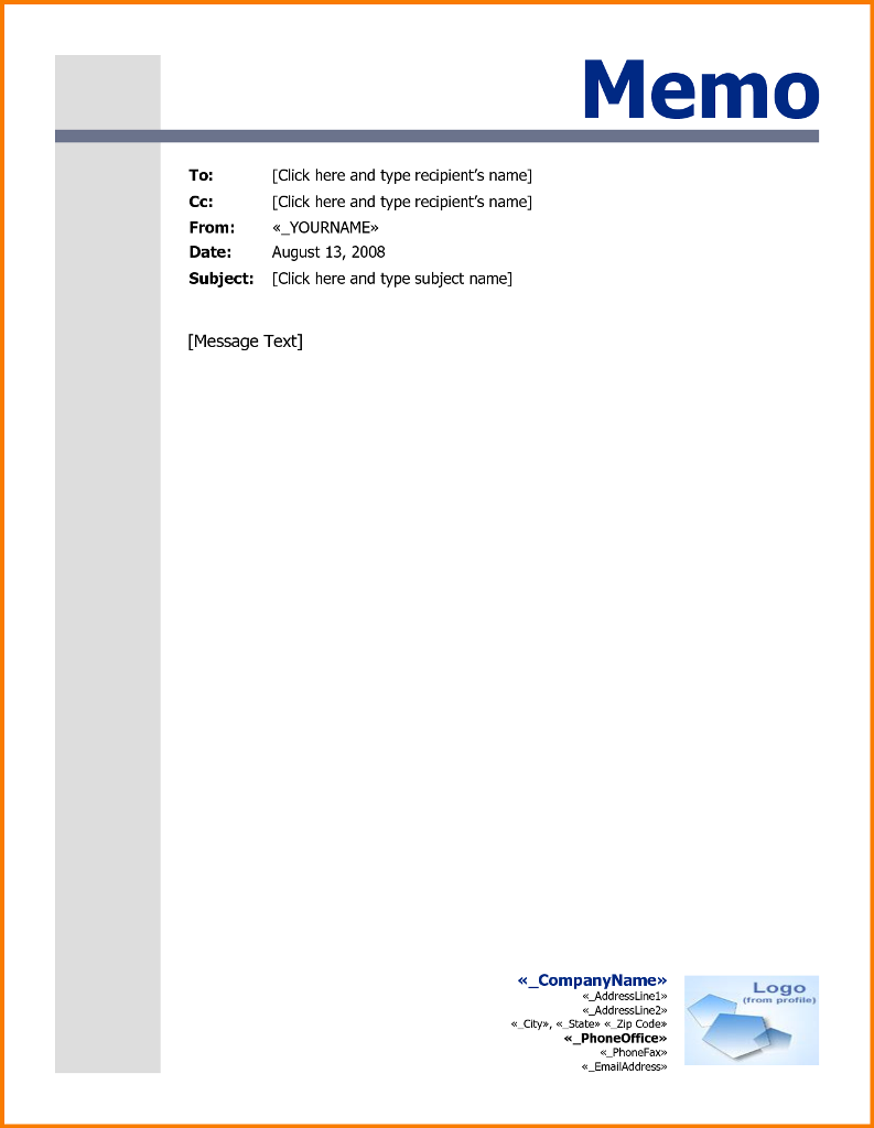 Microsoft Word Memo Template