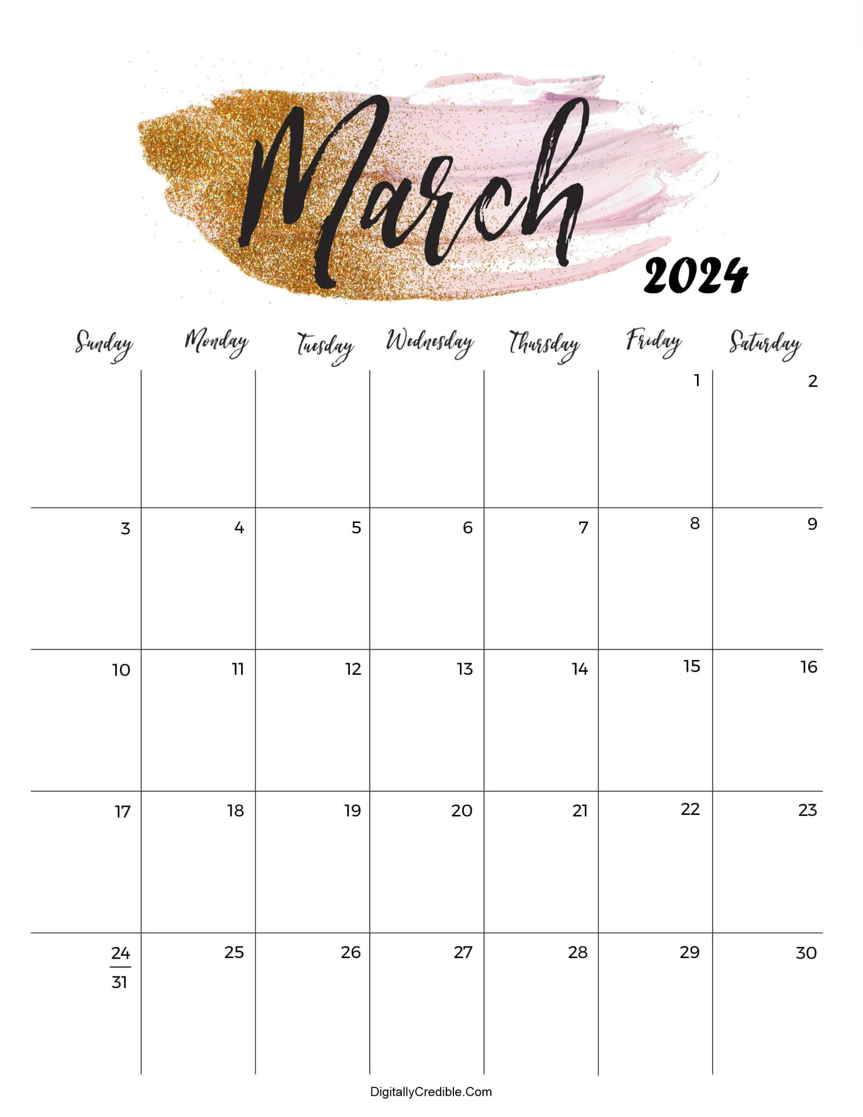 Cute Calendar March 2024